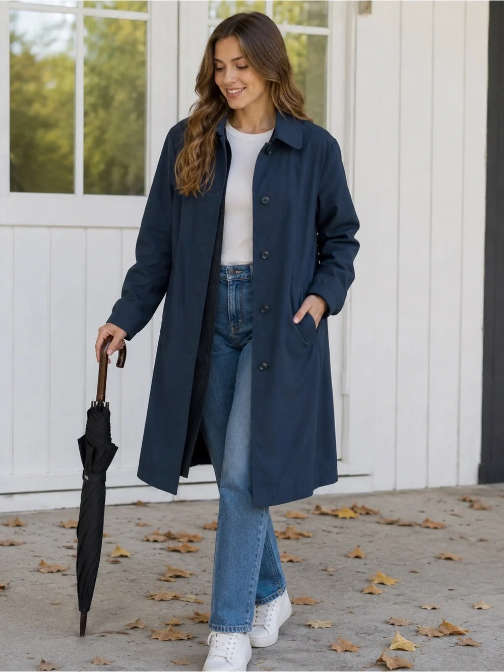 Vintage London Fog Navy Maincoat Fleece Lined Raincoat Petite 8 USA Made